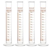 StonyLab 4 Pezzi 250 ml Cilindro Graduato in Vetro Borosilicato, Glass Cylinder - 250 ml