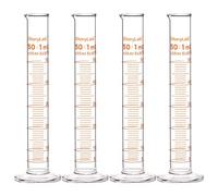 StonyLab 4 Pezzi 50 ml Cilindro Graduato in Vetro Borosilicato, Glass Cylinder - 50 ml