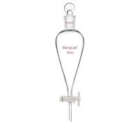 stonylab 60ml Imbuto Separatore con Rubinetto di Arresto in Vetro, Imbuto Laboratorio Conico a Forma di Pera con Parete Pesante in Vetro Borosilicato con Giunto 19/26, Separatory Funnel