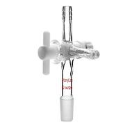 stonylab Adattatore per Controllo del Flusso a 3 vie, 3-Way Flow Control Adapter in Vetro Borosilicato con Giunto Conico Standard 14/20 e Rubinetto di Arresto in PTFE per Laboratorio