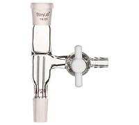 stonylab Adattatore per Controllo del Flusso, Flow Control Adapter in Vetro Borosilicato con Raccordo Standard 14/20 e Rubinetto Laterale in PTFE per Forniture di Laboratorio