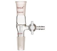 stonylab Adattatore per Controllo del Flusso, Flow Control Adapter in Vetro Borosilicato con Raccordo Standard 24/40 e Rubinetto Laterale in PTFE per Forniture di Laboratorio