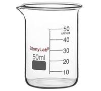 stonylab Bicchiere di vetro, 1 Confezione Vetro Borosilicato Graduated Low Form Griffin Beaker con Becco di Versamento Bicchiere da Laboratorio, 50 ml