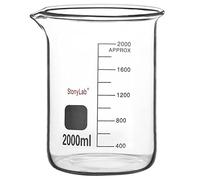 stonylab Bicchiere di vetro, 1 Confezione Vetro Borosilicato Graduated Low Form Griffin Beaker con Becco di Versamento Bicchiere da Laboratorio, 2000 ml