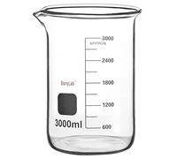 stonylab Bicchiere di vetro, 1 Confezione Vetro Borosilicato Graduated Low Form Griffin Beaker con Becco di Versamento Bicchiere da Laboratorio, 3000 ml