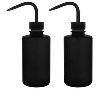stonylab Bottiglia di Lavaggio Chimico in LDPE, Confezione da 2 Strumento di Irrigazione Bottiglia da Spremere di Plastica Nera di Sicurezza Flacone con Etichette di Scala e Bocca Stretta, 250 ml
