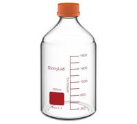 stonylab Bottiglia per Stoccaggio di Mezzi con Tappo a Vite Arancione GL45, Vetro Borosilicato, 2000 ml, per Uso in Laboratorio, 1 Pezzo