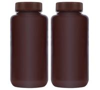 stonylab Bottiglia Reattiva Amber con Ampia Bocca, 1000 ml, Tappo a Vite in PP, Confezione da 2, Durabile e Resistente ai Prodotti Chimici, Fornitura da Laboratorio