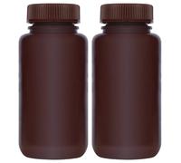 stonylab Bottiglia Reattiva Amber con Ampia Bocca, 250 ml, Tappo a Vite in PP, Confezione da 2, Durabile e Resistente ai Prodotti Chimici, Fornitura da Laboratorio