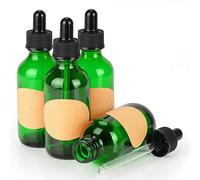 Stonylab Confezione da 4 flaconi contagocce in vetro, vuoti, con contagocce, tappo interno ed etichetta, per oli essenziali e fragranze per aromaterapia (60 ml, verde)