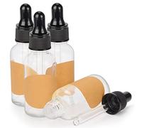 Stonylab Confezione da 4 flaconi contagocce, vuoti, in vetro, con contagocce, tappo interno ed etichetta, per oli essenziali e fragranze per aromaterapia (30 ml, trasparente)