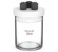 stonylab Elettrodo a Camera Singola, Vetro Borosilicato Sigillato, Kit Cella Elettrochimica, Coperchio PTFE 5 Fori, No Elettrodo Incluso, 50 ml