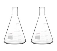 stonylab Erlenmeyer Boccette, 2 Confezione 2000 ml Boccetta di Vetro Borosilicato Pesante a Bocca Stretta Vetreria da Laboratorio