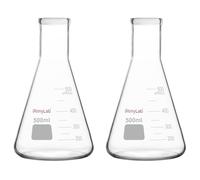 stonylab Erlenmeyer Boccette, 2 Confezione 500 ml Boccetta di Vetro Borosilicato Pesante a Bocca Stretta Vetreria da Laboratorio