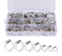 stonylab Fascette Stringitubo Set, 60 Pezzi Regolabile in Acciaio Inox 304 6-38 mm Ingranaggio a Vite Senza Fine Fascette Stringitubo Set di Assortimento con Scatola di Immagazzinaggio