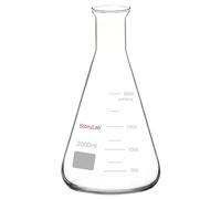stonylab Fiaschetta di Erlenmeyer in Vetro, 2000 ml Beuta Larga Bocca Vetro Borosilicato Erlenmeyer Boccetta Erlenmeyer Flask con Cerchio Resistente, 1 Pack