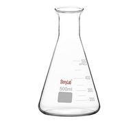 stonylab Fiaschetta di Erlenmeyer in Vetro, 500 ml Beuta Larga Bocca Vetro Borosilicato Erlenmeyer Boccetta Erlenmeyer Flask con Cerchio Resistente, 1 Pack
