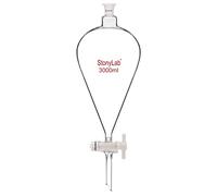 StonyLab Imbuto Separatore Conico da 3000ml in Vetro Borosilicato Pesante con Giunti 24/29 e Rubinetto di Chiusura in PTFE Conical Separatory Funnel - 3000ml
