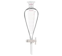 stonylab Imbuto Separatore Graduato, Parete Spessa a Forma di Pera Conica in Vetro Borosilicato, Rubinetto in PTFE e Tappo Superiore in Plastica, 250 ml