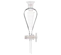 stonylab Imbuto Separatore Graduato, Parete Spessa a Forma di Pera Conica in Vetro Borosilicato, Rubinetto in PTFE e Tappo Superiore in Plastica, 125 ml