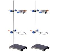 stonylab Lab Stand Set, Supporto in Acciaio con Asta (56.9 cm L), Morsetto per Girevole a 4-Pong, Anello di Supporto e 2 teste per Bossoli per Laboratorio, 2 pezzi