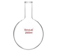 stonylab Matraccio Laboratorio, Matraccio Fondo Rotondo da Parete Pesante a Collo Singolo in Vetro Borosilicato RBF con Collo Lungo, Round Bottom Flask per Laboratorio - 2000ml (2L)