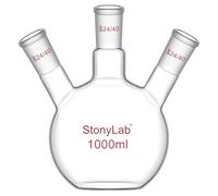 stonylab Pallone a Fondo Piatto a 3 Collo, Vetro borosilicato, Giunto Conico Standard 24/40, Pallone da Reazione per Laboratorio di Chimica, Capacità 1000 ml