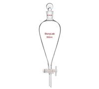 stonylab Rubinetto in PTFE Imbuto Separatore, 500 ml Vetro Borosilicato Parete Spessa a Forma di Pera Conica Imbuto per Separazione in Laboratorio, Giunto 24/29
