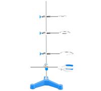 stonylab Set di Treppiede, Include Treppiede, 1 Morsetto a Quattro Denti, 1 Morsetto a Croce e 3 Anelli Aperti con Viti Superiori, Acciaio Inox e Plastica, per Uso in Laboratorio