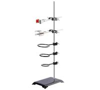 stonylab Set per Supporto da Laboratorio, Supporto in Acciaio per Strumenti da Laboratorio con Asta (60 cm L), Morsetto per Buretta a 4 Denti, Anello Sostegno, Morsetto per Pallone e Testa