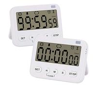 stonylab Timer Digitale Orologio, 2-Pack Multifunzione Premium Orologio Digitale Timer Conto alla Rovescia Timer con Allarme, Dorso Magnetico Display a Grandi Cifre Vibrazione/Torcia/Allarme Sonoro