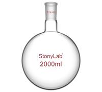 stonylab Vetro 1-Collo Fondo Rotondo Pallone RBF, con 24/40 Centrale Standard Coniche Esterno Misto Giunto, Single Neck Round Bottom Flask - 2000ml