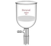 StonyLab Vetro Borosilicato Imbuto Filtrante Buchner con Fritta Grossolana (G1), Buchner Funnel con Diametro Interno 76mm, Profondità 80 mm, con Giunto 24/40 e Tubazione Dentata sotto Vuoto (250 ml)