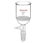 StonyLab Vetro Borosilicato Imbuto Filtrante Buchner con Fritta Grossolana (G1), Buchner Funnel con Diametro Interno 46mm, Profondità 60 mm, con Giunto 24/40 e Tubazione Dentata sotto Vuoto (60 ml)