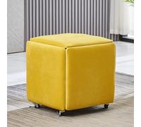 Stool Ottoman Stool Stackable 5 in 1 with Swivel Casters and Movable Design for Living Room and Bedroom Velvet Finish (14x14x15)