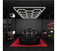 Stoolzfaid Luci Esagonali LED Garage,Illuminazione da Garage LED Esagonale,Luci da soffitto LED collegabili,Luce Esagonale a LED,Impermeabile,per Garage,Autolavaggi,Palestre