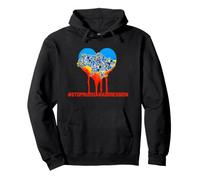 Stop Aggression Hope for Peace Cuore Blu e Giallo Felpa con Cappuccio