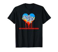 Stop Aggression Hope for Peace Cuore Blu e Giallo Maglietta