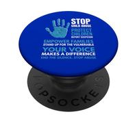 Stop agli abusi sui minori Proteggere la consapevolezza dei bambini indossando blu PopSockets PopGrip Adesivo