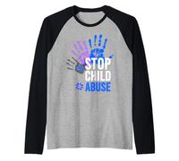 Stop Child Abuse Shirt Child Abuse Prevention Awareness Maglia con Maniche Raglan