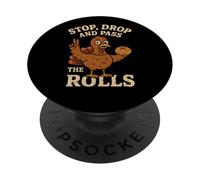 Stop Drop Pass the Rolls Divertente cena del Ringraziamento Turchia PopSockets PopGrip Adesivo