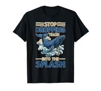Stop Dropping Trash Into The Splash Inquinamento oceanico Maglietta