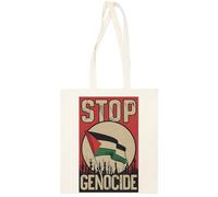 Stop Genocide Palestine Flag Maglietta Borsa Totebag Beige Unisex Riutilizzabile