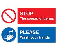 Stop germs Please wash your hands sign - plastica semirigida 1 mm