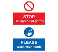 Stop germs Please wash your hands sign - plastica semirigida 1 mm