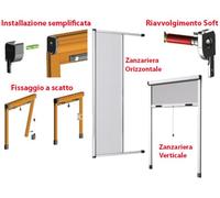 ZANZARIERA BRONZO 120X250H A RULLO rallentata in KIT VERTICALE FINESTRA PORTA riducibile