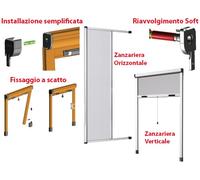 ZANZARIERA BRONZO 120X250H A RULLO rallentata in KIT VERTICALE FINESTRA PORTA riducibile