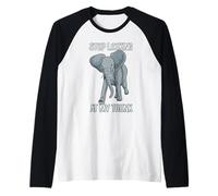 Stop Looking At My Trunk Funny Elephant Pun Design Maglia con Maniche Raglan