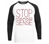 Stop Making Sense Maglietta Bianca da Baseball Unisex con Maniche Nere