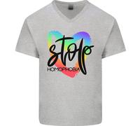 Stop Omofobia GAY PRIDE DAY Consapevolezza Maglietta In Cotone A V Per Uomo